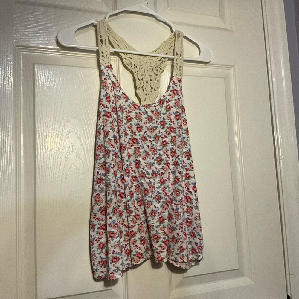 Floral Lace-Back Tank Top